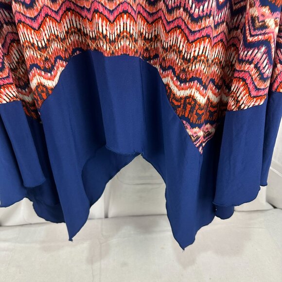 AUW Sleeveless Multicolor Chevron Dress With Asymmetrical Hem Womens Size 12 - Picture 3 of 7